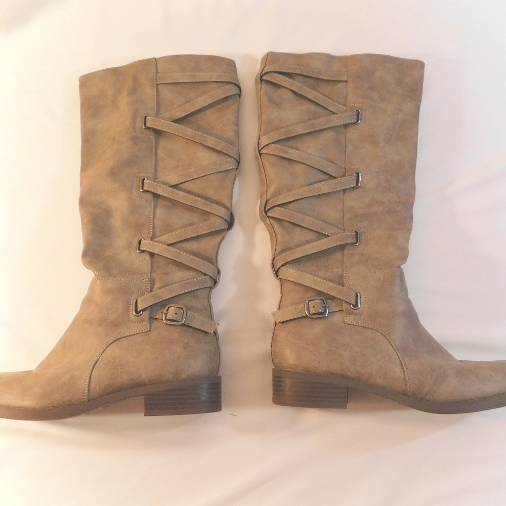 Journee Collection Carly Riding Boots Taupe Women's Size 8 Knee High - Picture 4 of 6